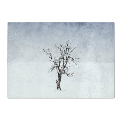 Tempered Glass Winter Tree Painting Chopping Board