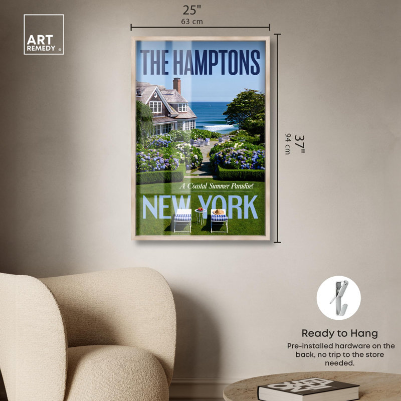 Photographie côtière de New York Summer Shadowbox par Art Remedy, H 37 po x l 25 po, Crème, crème