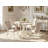 5 Piece Kitchen Table & Chairs Set Includes a Round Dining Table with Dropleaf and 4 Brown Linen Fabric Parson Dining Chairs, Natural-78340589-78340590