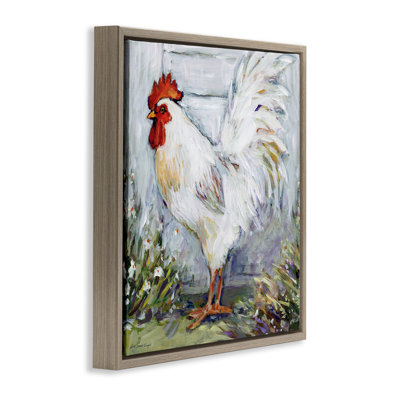 «Rooster in Flower Garden Floater», art mural par Susan Winget