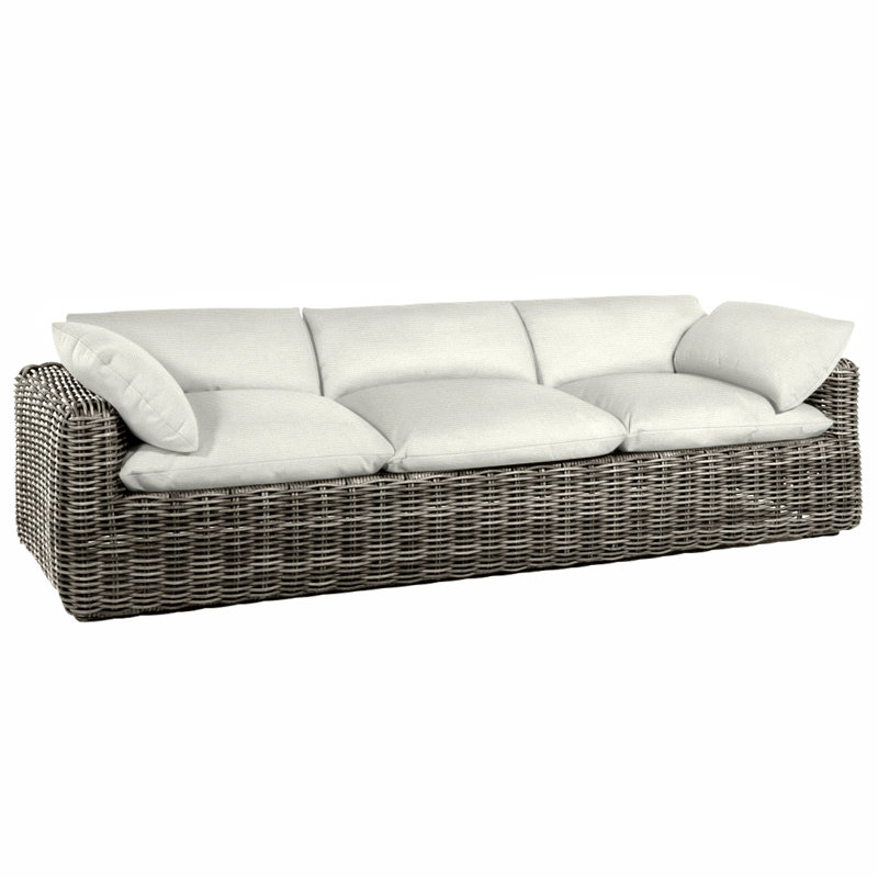 Montecito Woven Sofa - Raffia, No Welt, Raffia, Natural White