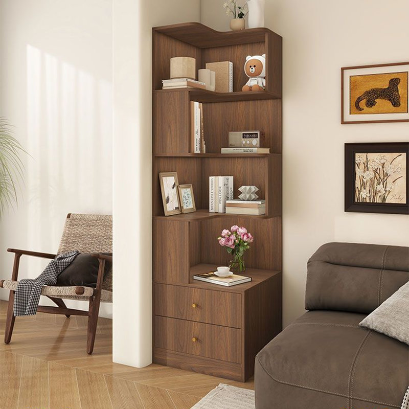 Armoire de coin en bois manufacturé brun noisette