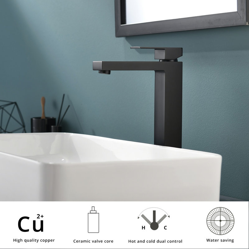 Single Handle Brass Bathroom Sink Faucet, Black