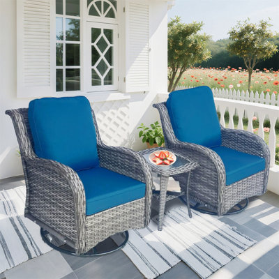 Ensemble de mobilier de patio en osier - Ensemble de conversation 3 pièces en rotin pour l'extérieur
