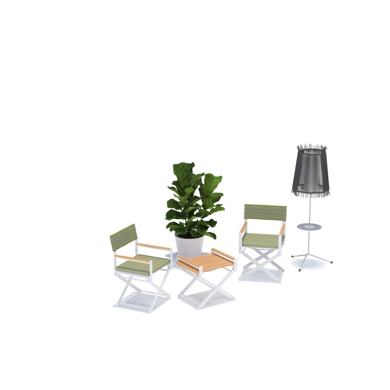 OSKAR - Folding Side Table/Ottoman - Mat Blanc Frame - Synteak Top
