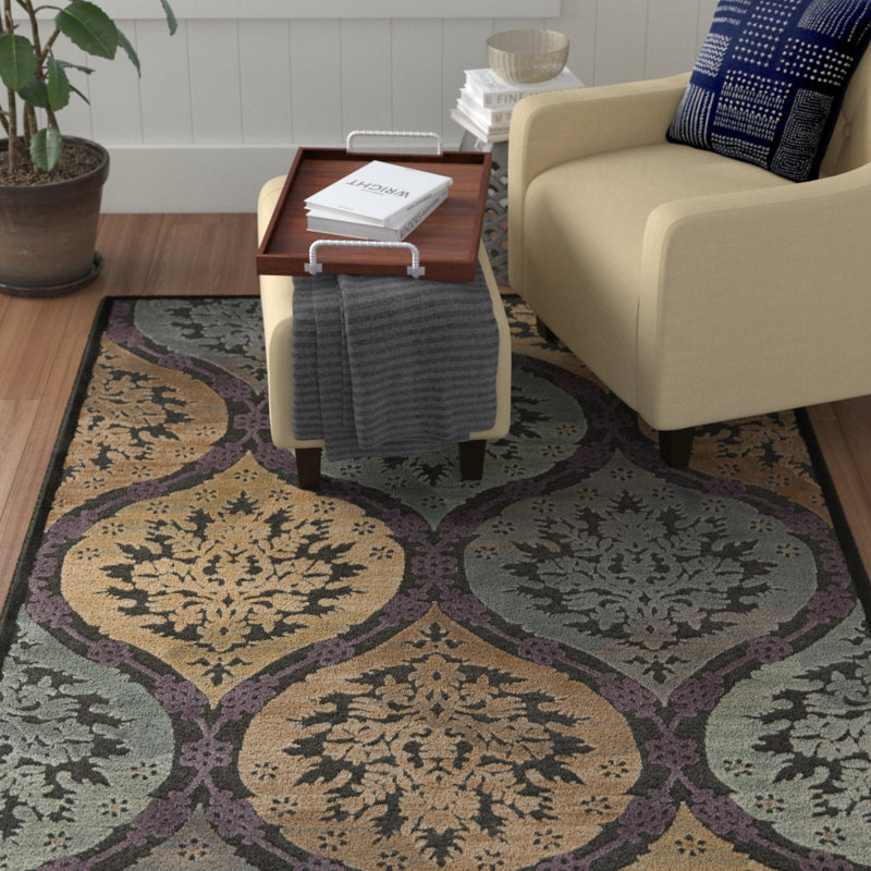 Payne Damask Viscose Area Rug, Rectangle 160 x 229 cm