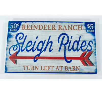 The Holiday AisleÂ® Christmas Reindeer Ranch Sleigh Rides Wooden Plaque, MULTI -  BBADFDFCDE8043958AA7DB0F8D176E39