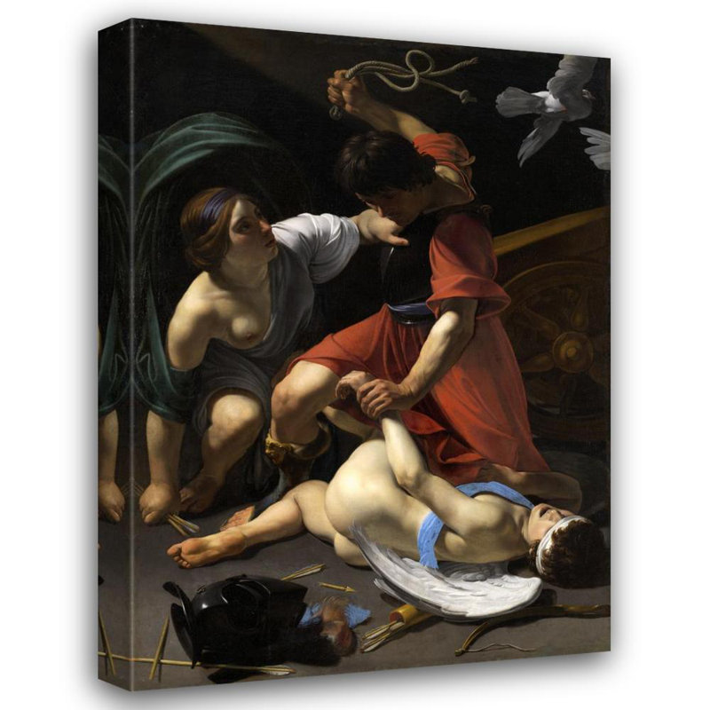 "Cupid Chastisé" par Bartolomeo Manfredi - Art mural sur toile tendue avec châssis, H 18 po x l 14 po