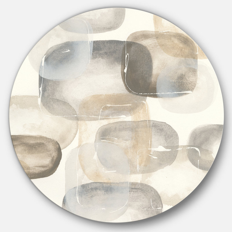 «Neutral Oval Grey Stones II», reproduction d'art sur cercle métallique, H 11 po x l 11 po