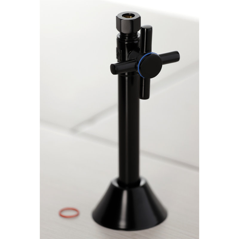 Kingston Brass Concord 1/2-Inch Sweat x 3/8-Inch OD Comp Quarter-Turn Straight Stop Valve, Matte Black