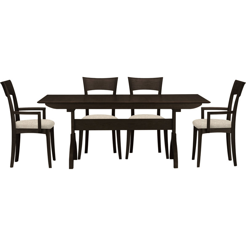 Sarah 5 - Piece Dining Set, Smoke Cherry, Hemp Fabric