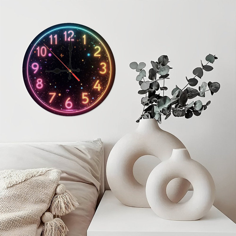 Horloge de style néon avec étoiles
