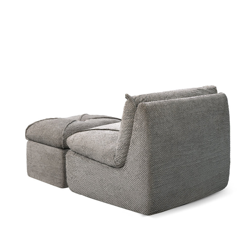 29.1''W Modern Sofa Leisure Armless Accent Chair and Ottoman Set, Lime Gray Polyester