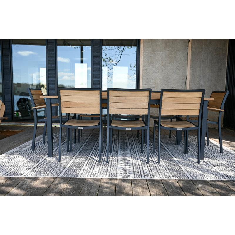SoHo Teak Aluminum Outdoor Stacking Armchair, Black