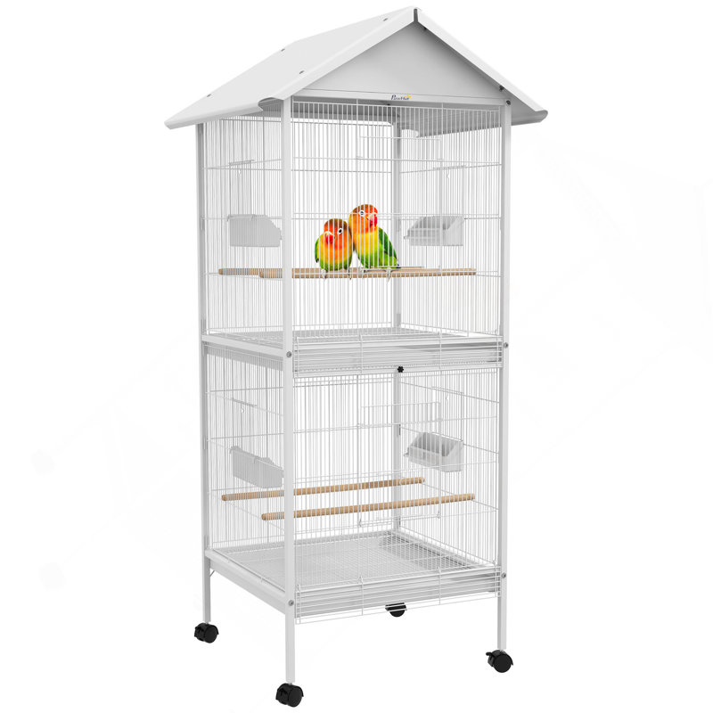 Mangeoire à oiseaux en métal forgé avec support roulant