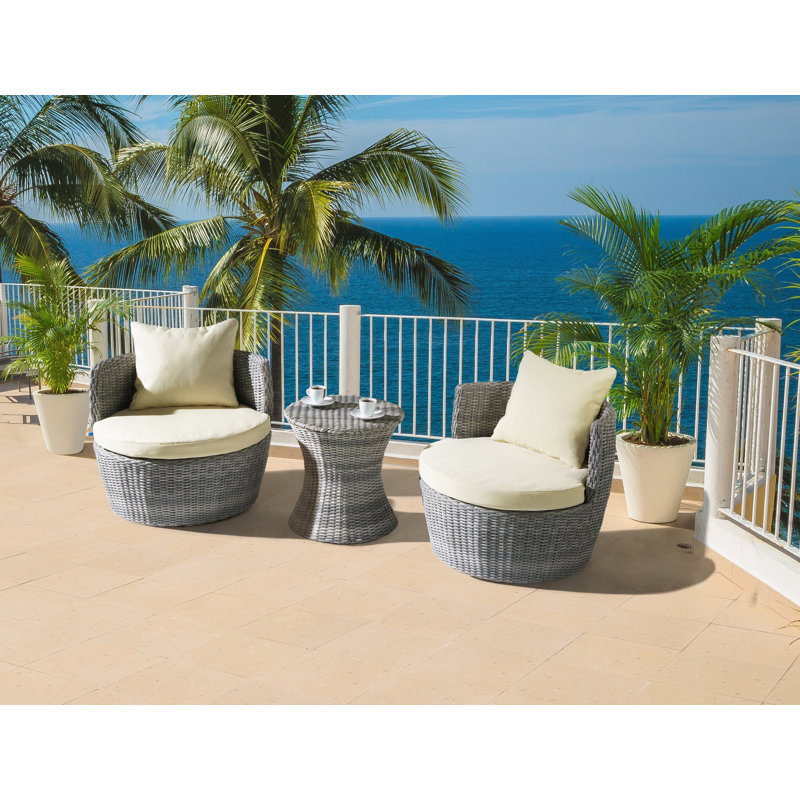 Tidwell 2 - Person Patio Conversation Set, Beige, Gray