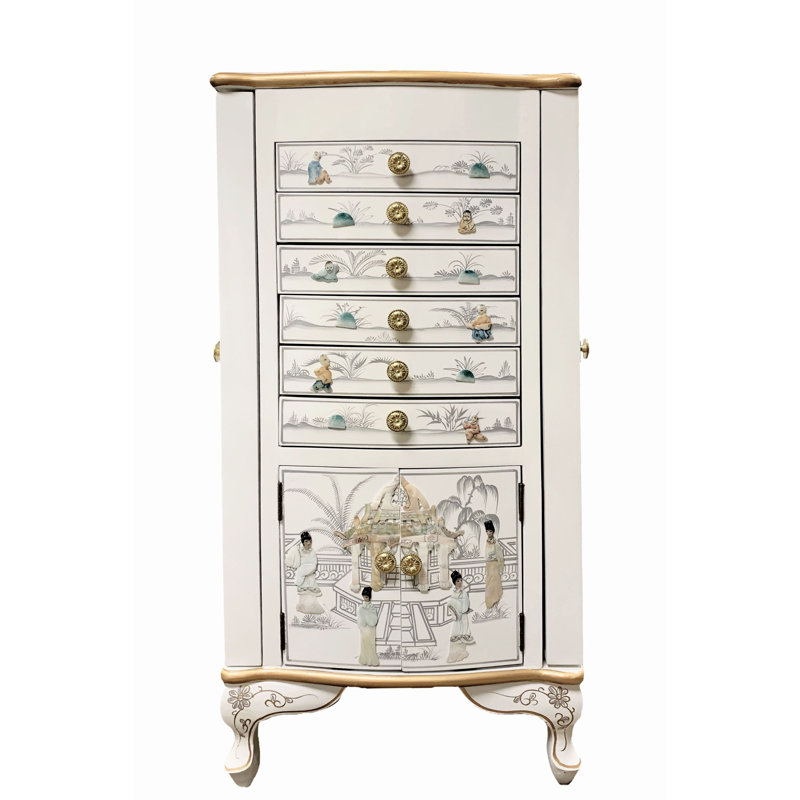 Armoire à bijoux 39 po avec motif de geisha