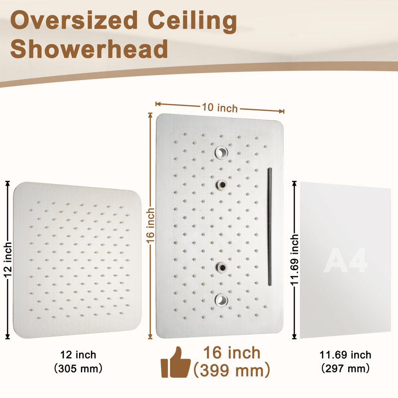 Camino 16 Inch Luxury Thermostatic Shower System