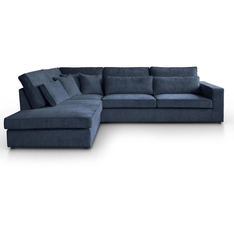 Qualee 6 Seater Sofa & Chaise, Left Hand Facing, Dark Blue