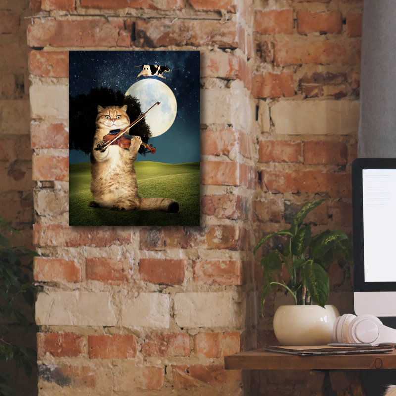 Toile épique Graffiti «Cow Over The Moon» par John Hovenstine, 12 po x 16 po