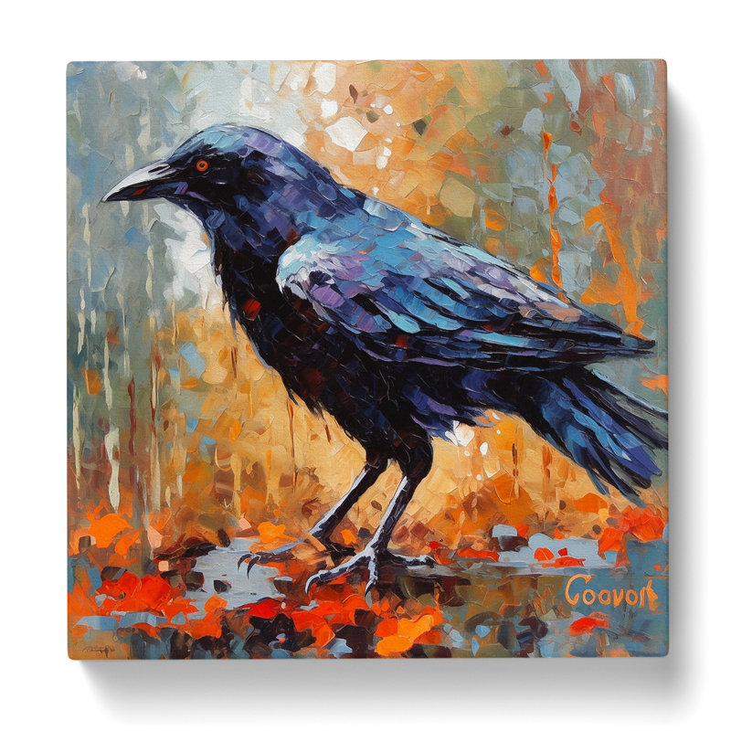 Crow Neo-Impressionism - Print, 50cm H x 50cm W x 3cm D