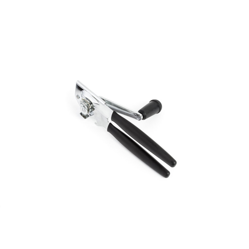Ergonomic Stainless Steel Can Opener with Black Rubber Handles