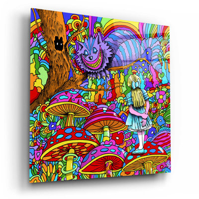 «Cheshire Cat Alice» par Howie Green, art mural en verre acrylique