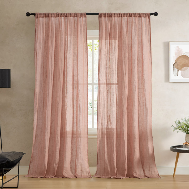 Solid Semi-Sheer Curtain Panels, Natural, 50" W x 84" H