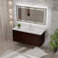 Meuble-lavabo mural simple 48 po avec comptoir en acrylique intégré, armoire en chêne massif rosé, tiroirs à fermeture en douceur, finition noire, chêne ou noyer-1093666329