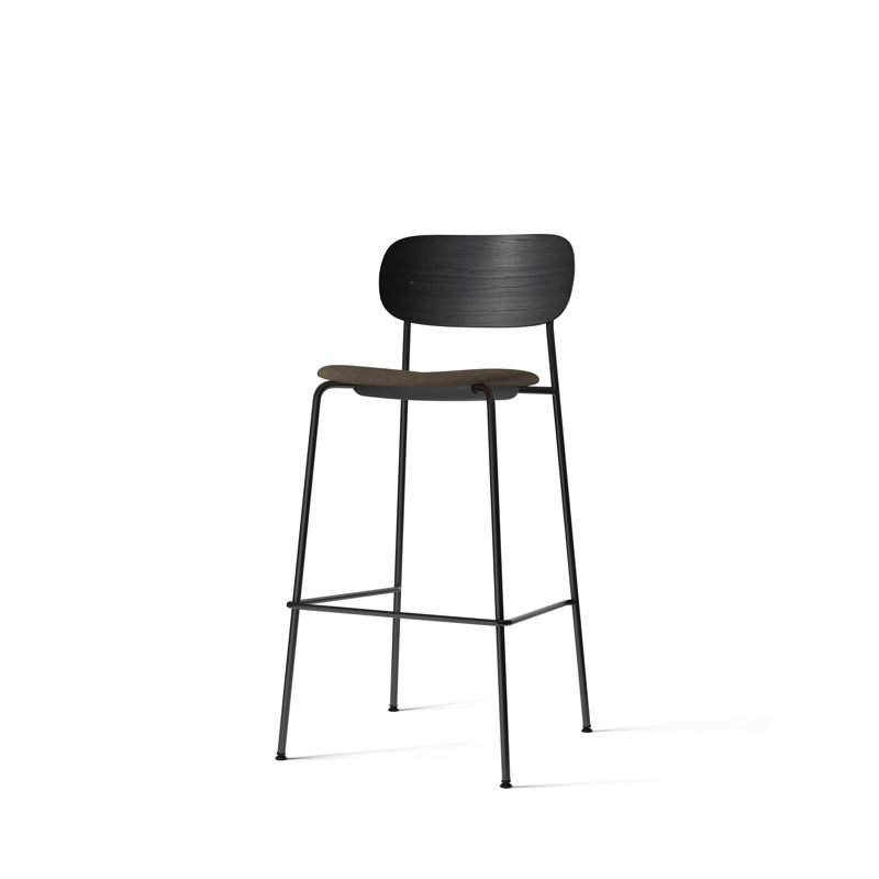 Co 30.91" Bar Chair, Black Wool, Black