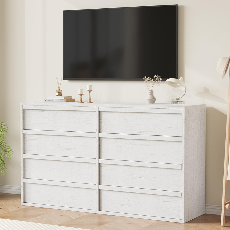 Commode de rangement moderne à 8 tiroirs avec tiroirs profonds et large plateau de table pour la chambre à coucher, le salon et le vestibule