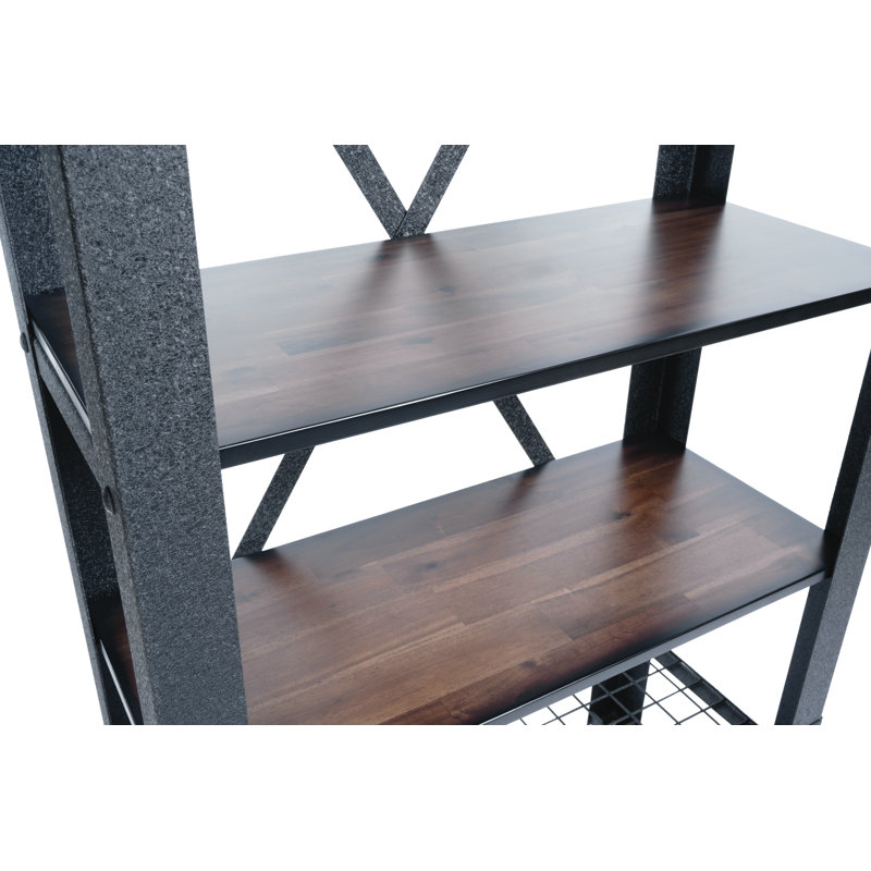 Industrial Black Acacia Wood 4-Shelf Storage Unit