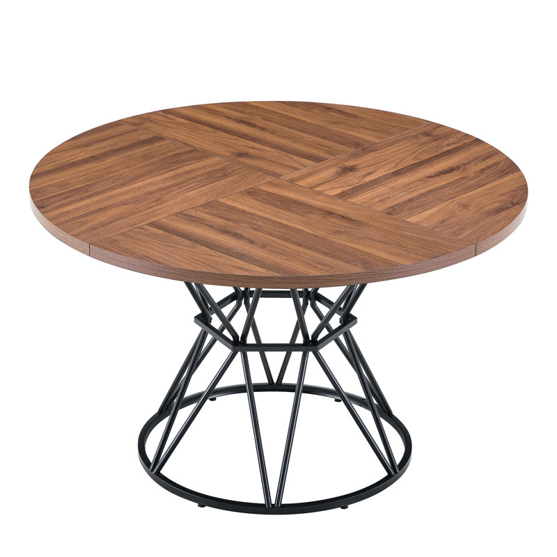 Table de salle à manger 47,3 po à 4 ou 6 sièges avec base en sablier, Brown Wood