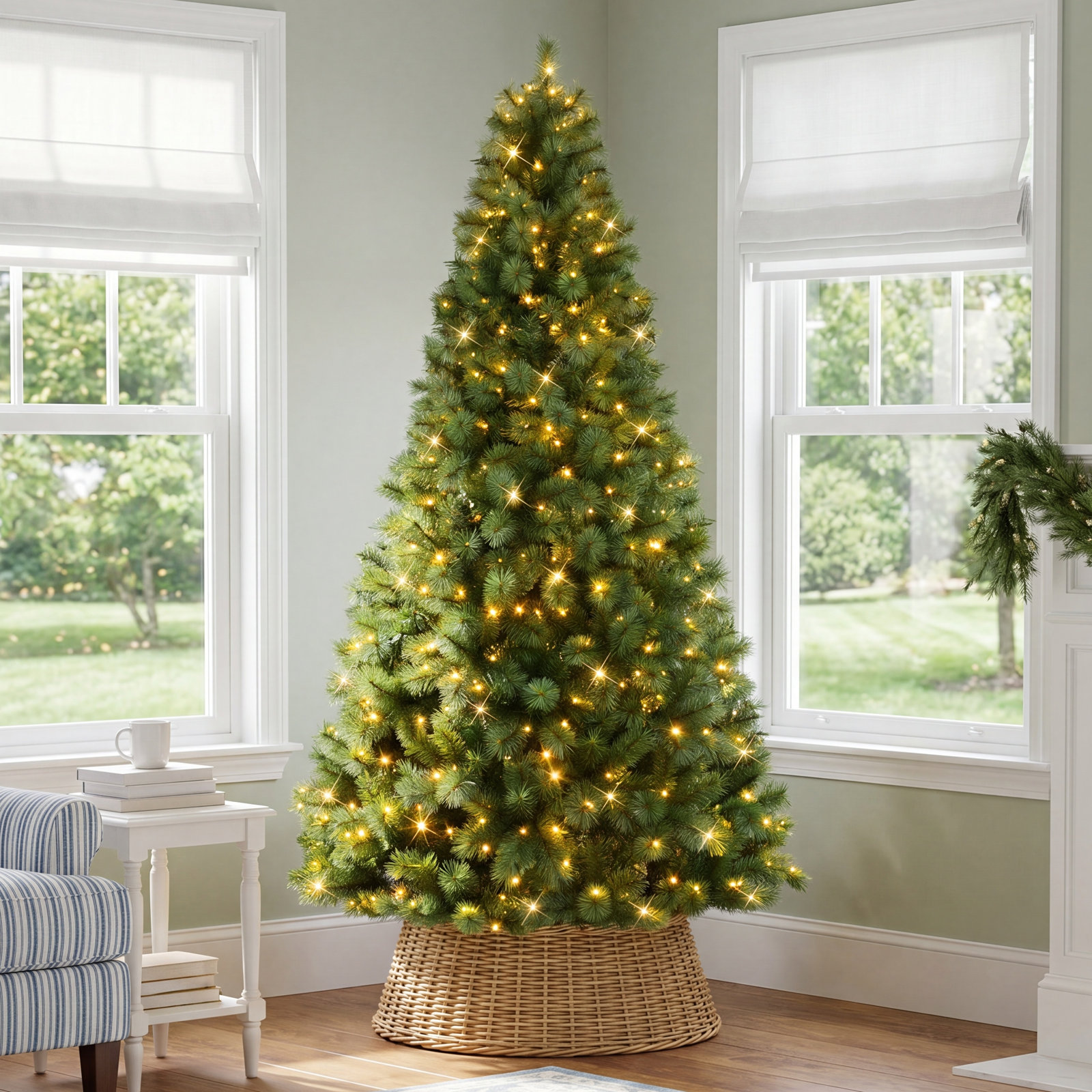 9' Pre-Lit Pine Christmas Tree