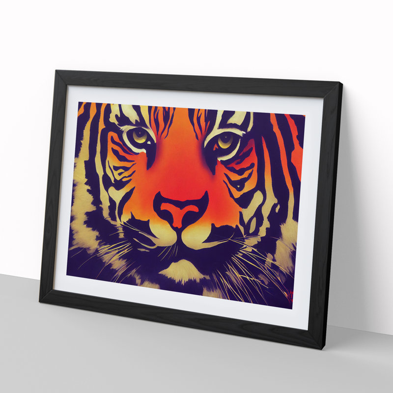 XH1022-9003X The Stupendous Tiger - Single Picture Frame Print, Black Framed, 46cm H x 64cm W x 2cm D