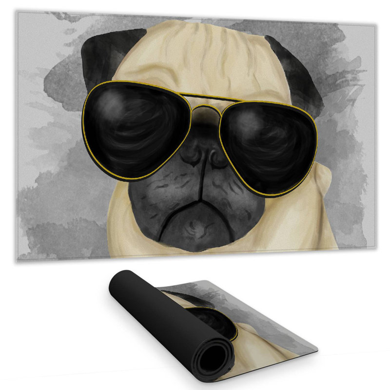 Pug with style - 14.00"x24.25" Desk mat