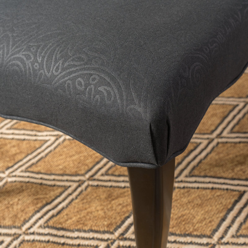 Chaise d'appoint rembourrée en lin capitonné Pangle, Noir