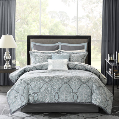 Édredon pour chambre 12 pièces - très grand bleu avec drap-housse en coton 12 po pour draps et tissé