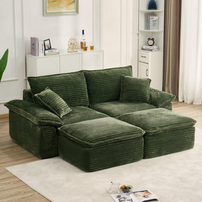 47.61" Upholstered Single Chaise Lounge Corduroy Armchair With 2 Throw Pillows - No Assembly Required by Latitude Run