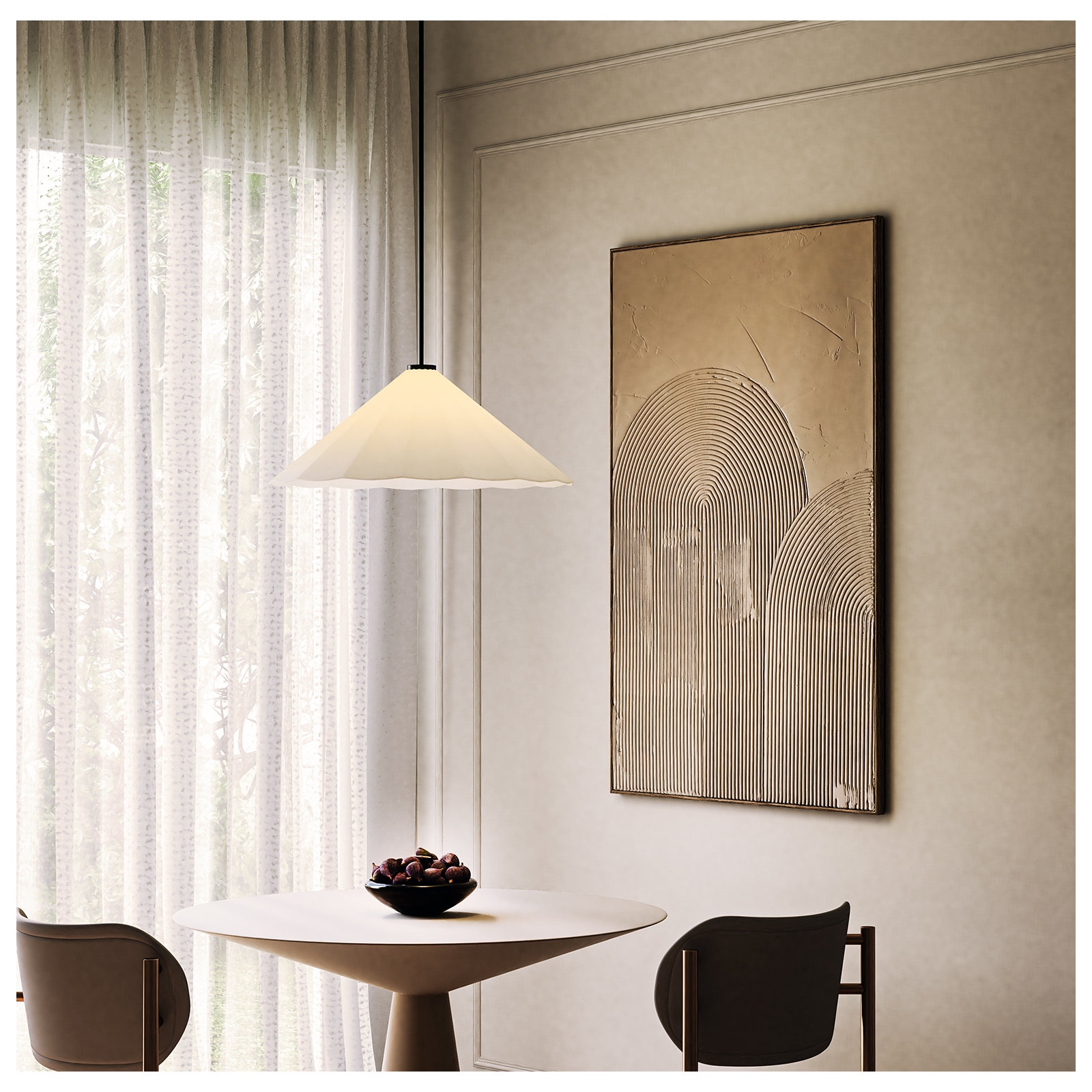 Yuridia Single Light Glass Steel Pendant, Matte Black, 8.25"H x 20.50"W x 20.50"D