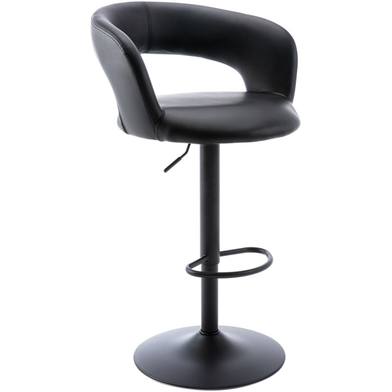 Modern PU Leather Swivel Adjustable Barstool with Hollow Back and Arms, Upholstered Airlift Counter Height Bar Chair for Kitchen Dining