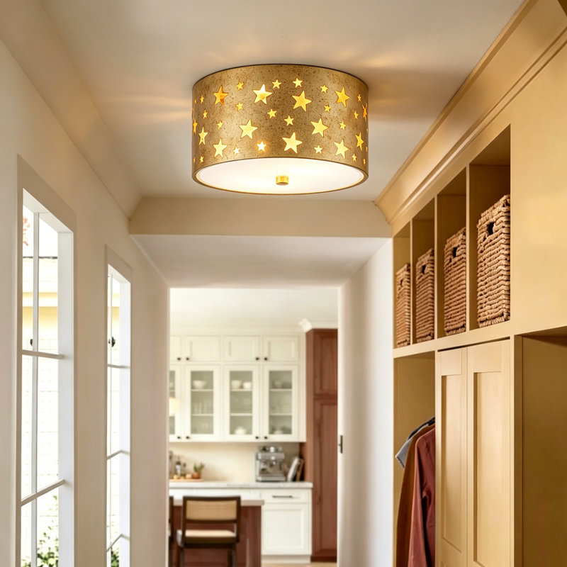 2-Light Star Cutout Flush Mount Ceiling Light