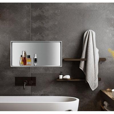 Stainless Steel Chrome Rectangular Recessed Shower Niche Inner Size 18 Gauge