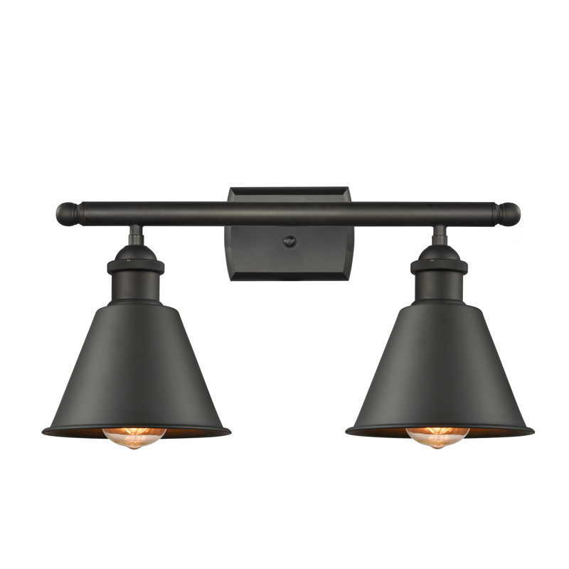 Dallyn 2 - Light Dimmable Vanity Light, Matte Black, Matte Black, 60 Watt Vintage Incandescent Bulb