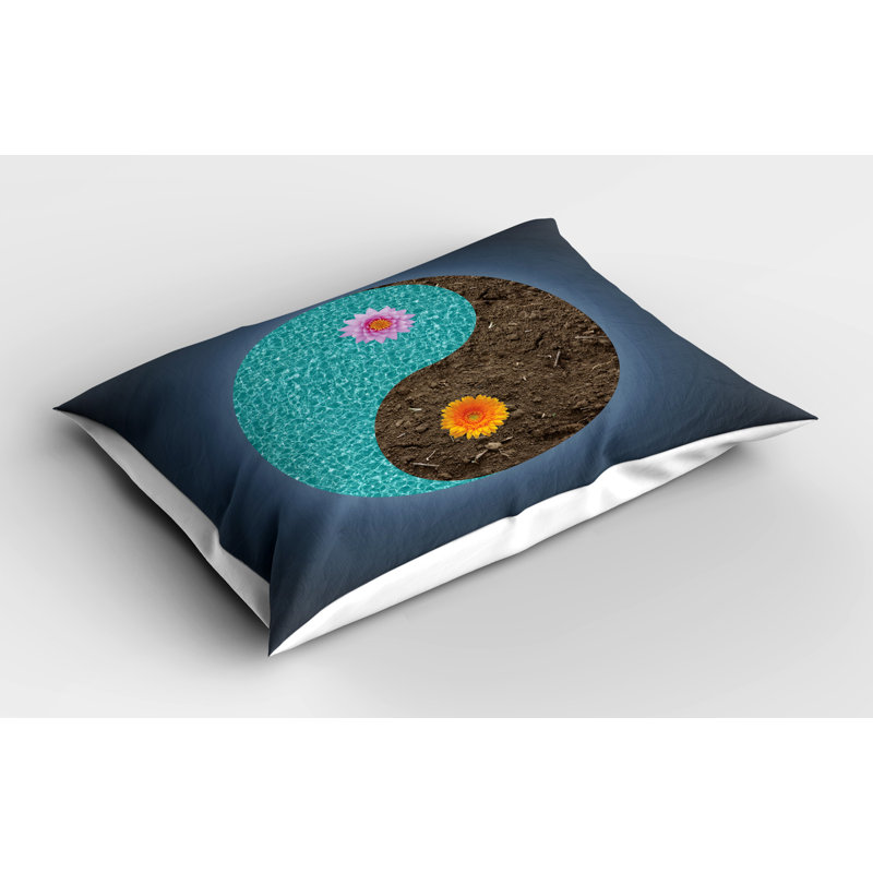 Ensemble de 2 taies décoratives de yoga Ambesonne Yin Yang fleur sarcelle brun ardoise bleu turquoise, L 26 po x H 20 po