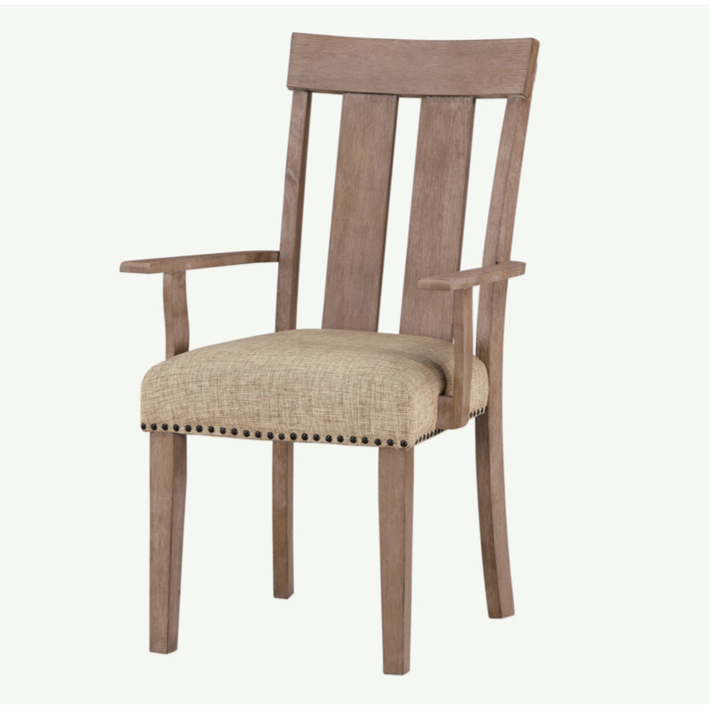 Chaise avec accoudoirs en tissu et finition érable Nathaniel (ensemble de 2)