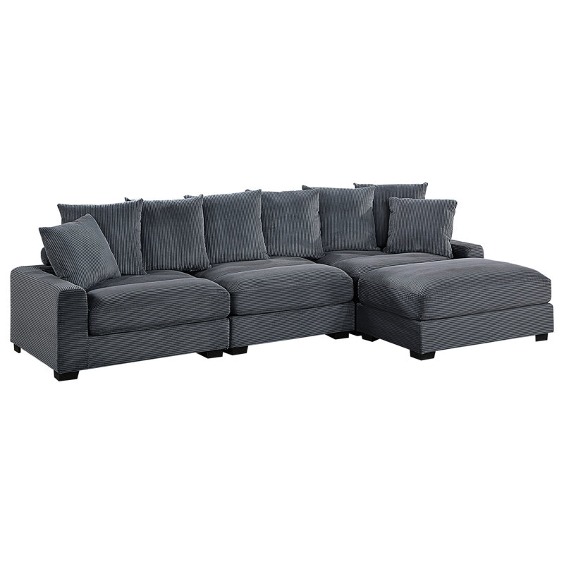 Canapé modulaire en velours côtelé gris foncé