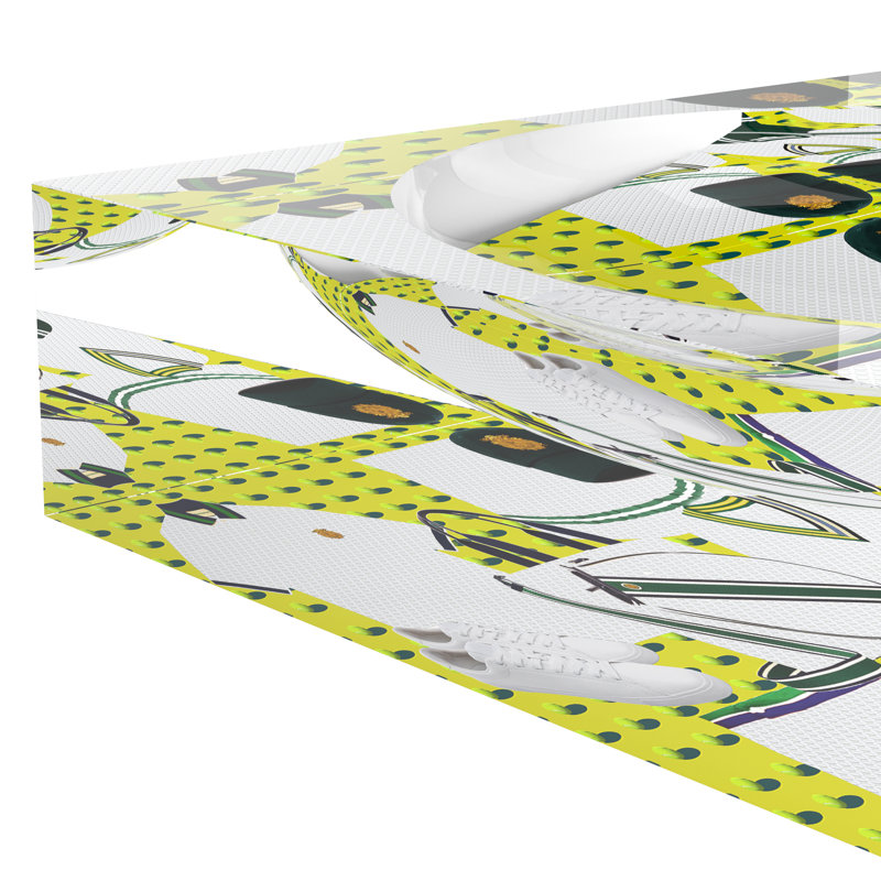 Square Abstract Decorative Tray, 6"W x 6"D x 2"H, Chartreuse Kelly