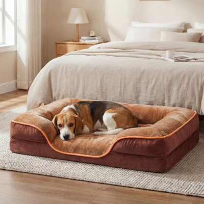 Matelas de luxe pour chien Canapé pour chien Lit en mousse viscoélastique pour chien et chats avec housse lavable amovible Base antidérapante