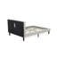Ensemble de chambre à coucher 2 pièces - Lit grand capitonné à boutons - Tête de lit tapissier en tissu de velours blanc lin et table de chevet au fini gris urbain-879351922-879351934